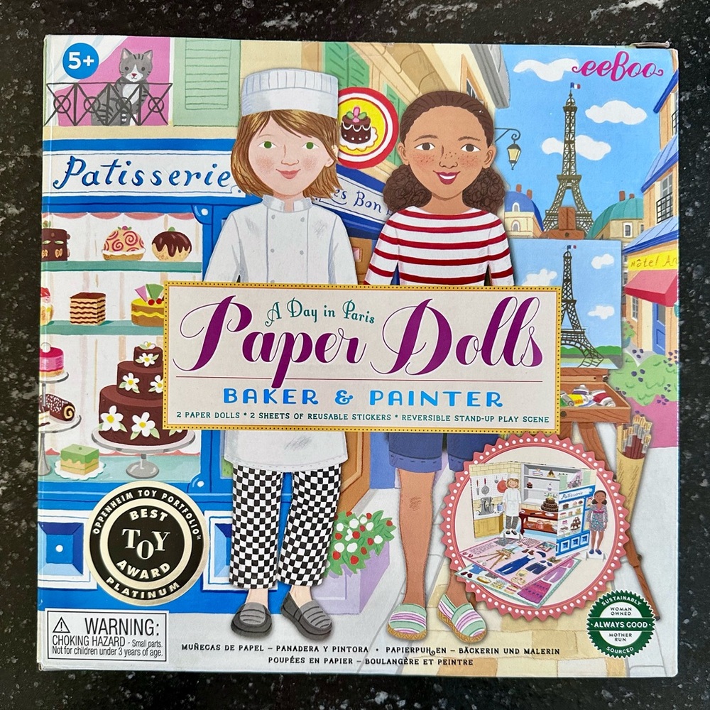 NEW eeBoo Paper Dolls Baker & Painter - Pink, Blue, White